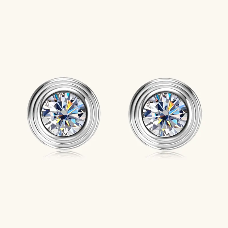 IOGOU D0.10CT Runde Ohrstecker mit Moissanit-Diamant, 925er Sterlingsilber, Original-Edelschmuck für Frauen und Mädchen, Jahrestagsgeschenke – Detail 8