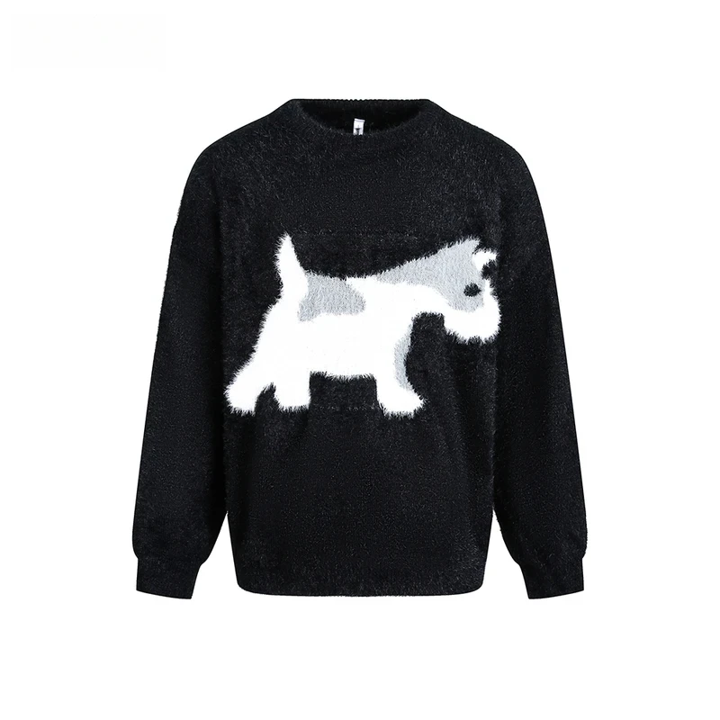 

Жаккардовый свитер для щенков, мужской осенне-зимний повседневный свободный вязаный пуловер с заниженными плечами и длинными рукавами, мужской