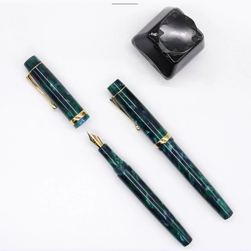 Small Tofu Cellulose Acetate Acrylic Fountain Pen Calligraphy Writing Pen Totating Pen Cap Pearl Resin Celluloid Gift