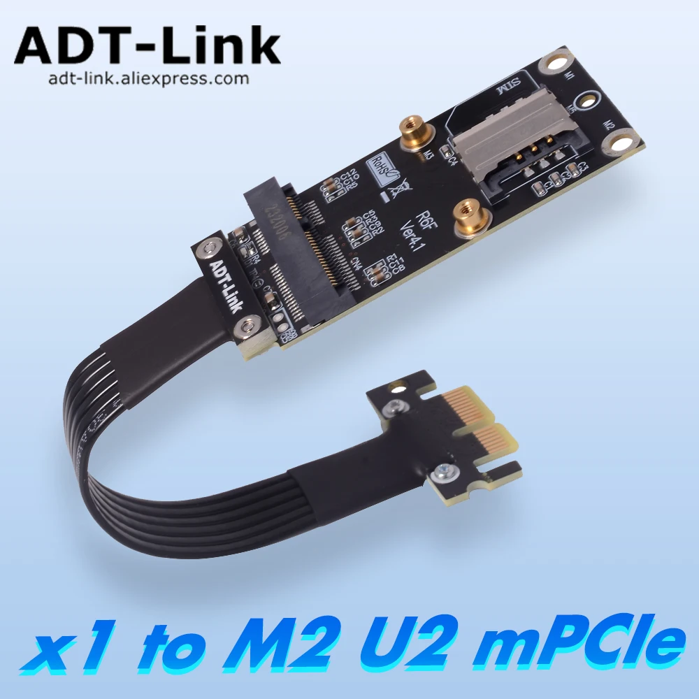 

ADT PCIe X1 To M.2 U.2 Adapter Cable Mini PCIex1 Extension Wire SSD U.2 M.2 Adapter Line Gen3 Gen4 High Speed for Wireless NIC