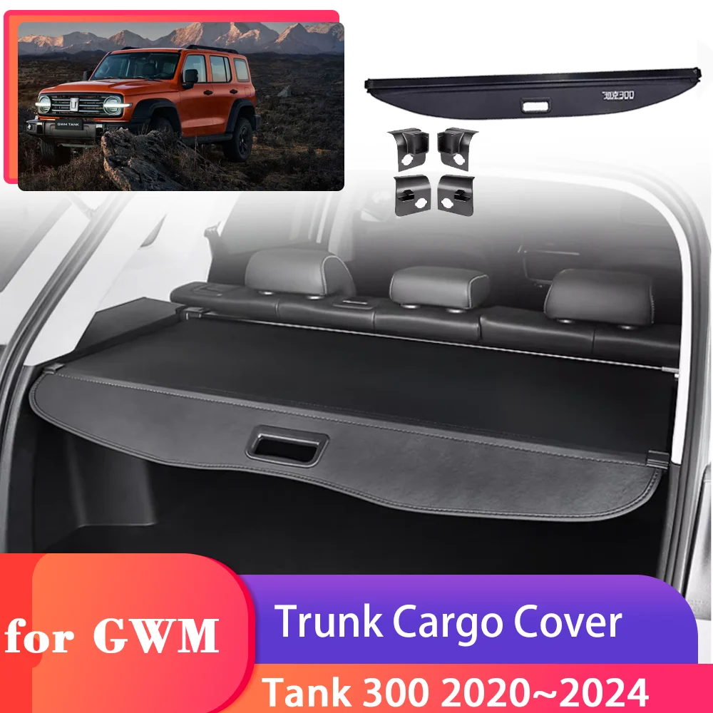 Trunk Cargo Cover for GWM Tank 300 2020~2024 2021 2022 Rear Tray Luggage Security Shield Curtain Partition Privacy Accessories