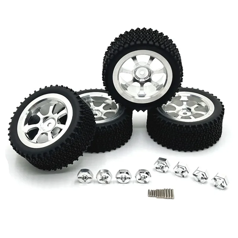 Usado para mjx 1/14 14301 14302 14303 wltoys 1/14 1/12 rc peças de carro metal atualizado rodas pneus