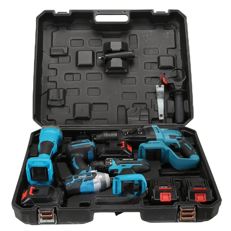 Original brand new！21V Combination Brushless Electric Portable Cordless Power Tool Set 5pcs Hammer Impact Drill Angle Grinder Wr