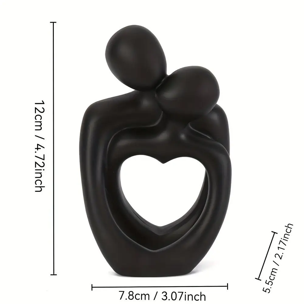 Couple Embrace Figurine Hollow Heart Resin Statue Modern Art Sculpture Romantic Desktop Ornament Home Decor