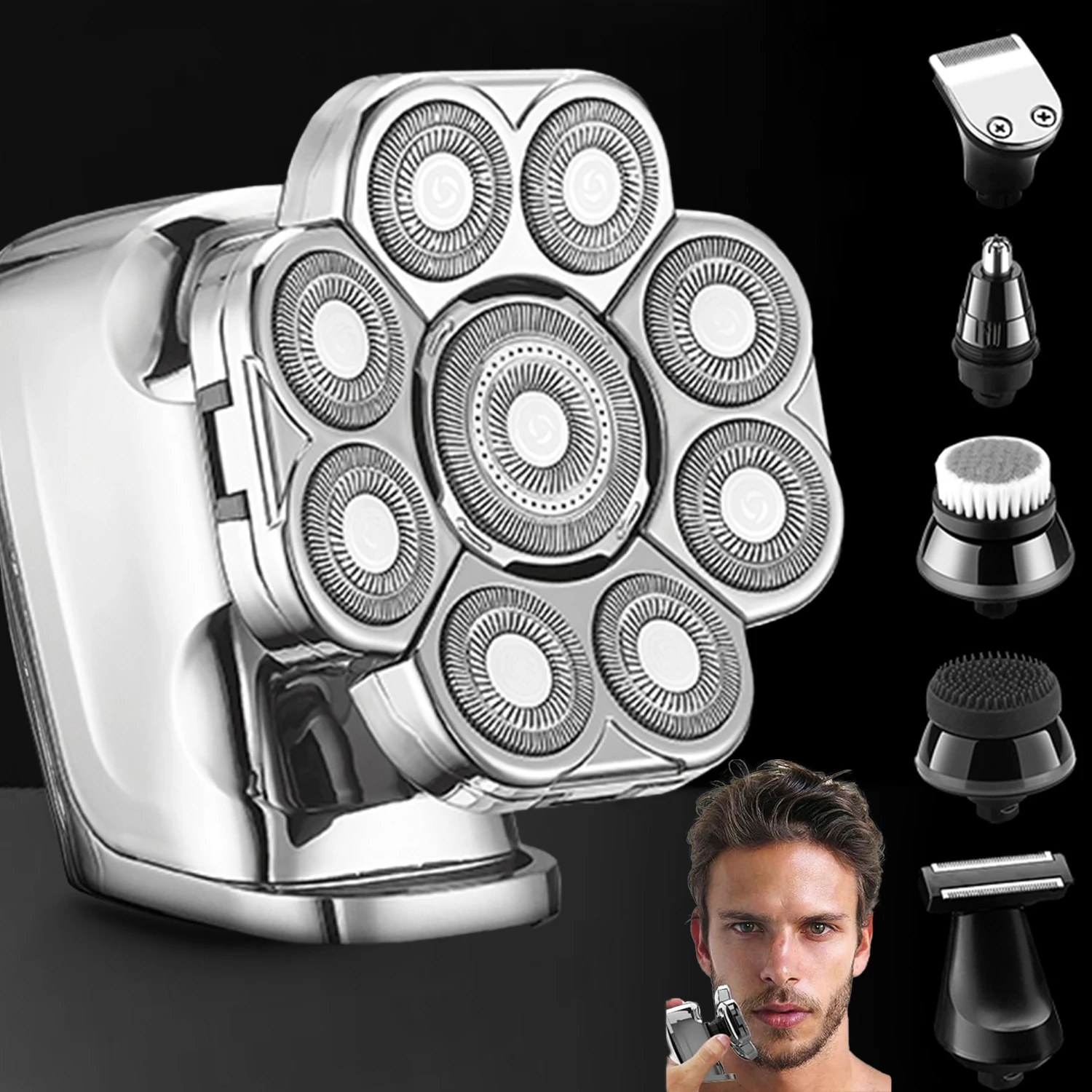 

Бритвы с 9 головками для мужчин, электробритвы с плавающей головкой 6-в-1, IPX7, светодиодный дисплей для влажной/сухой уборки, перезаряжаемая съемная мужская бритва 9D