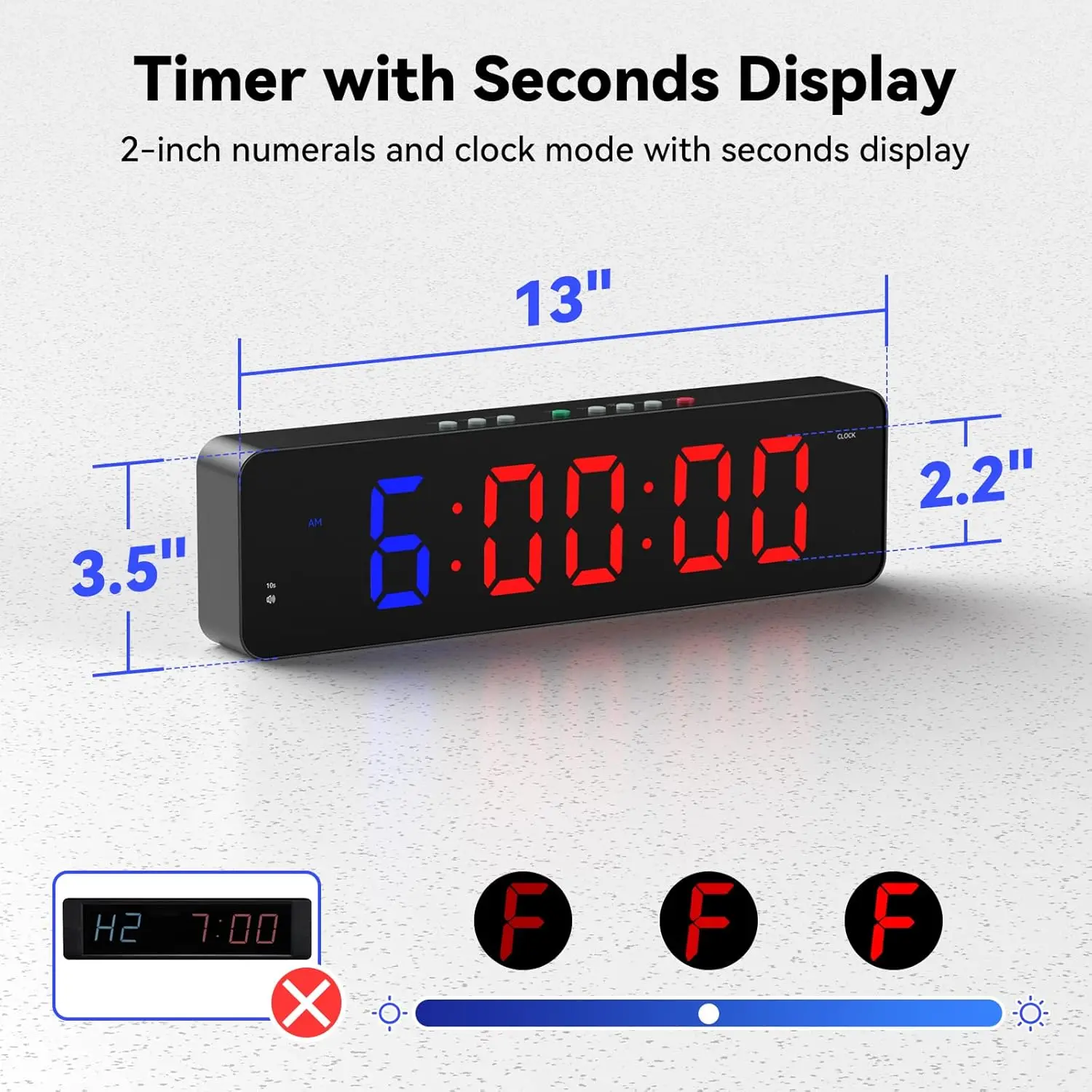 Digital Stopwatch LED Gym Timer Workout Colck Count Down/Up 11.5\