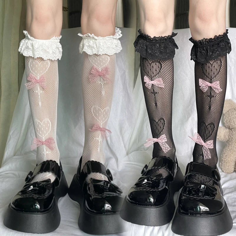 Lolita Lace JK Stockings Bow Knot Lolita Socks Female Long Socks Lolita Soft Sister Jk Uniform Knee Socks Student Cute JK Sock