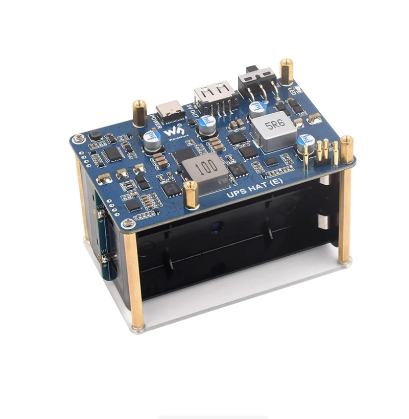 TopElec Raspberry Pi UPS HAT Module, 40W Type-C PD 5V/6A Output, 20000mAh Battery, I2C Monitoring for Pi 5/4B/3B+