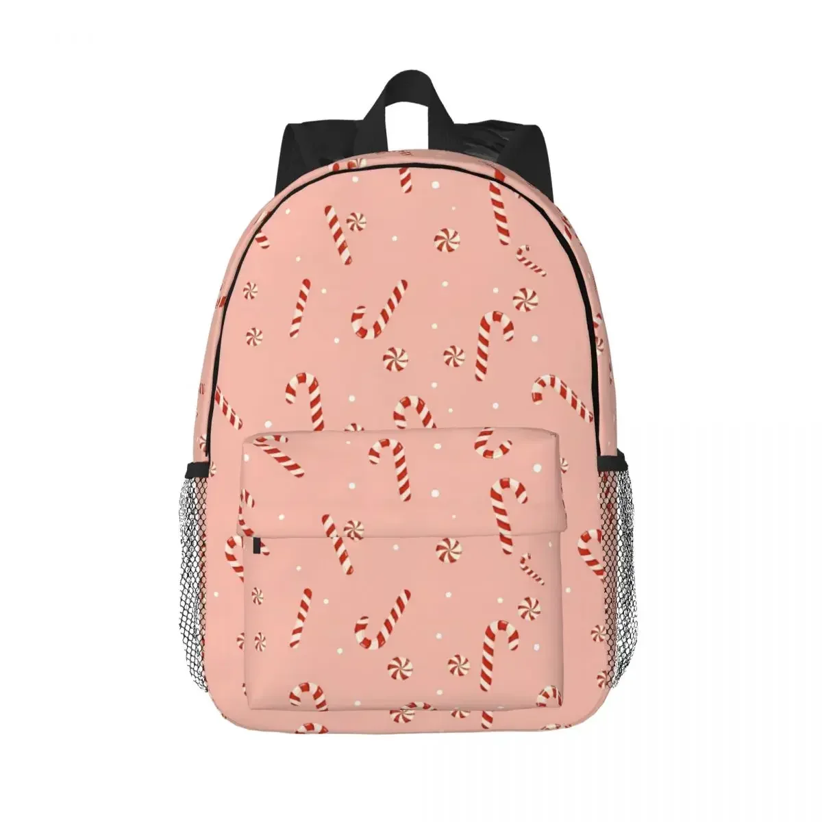 Cartoon Candy Cane And Peppermint Swirls Backpack Hot Sale Daypack Boys Girls BookBag Shoulder Bags for Men Women School Bag