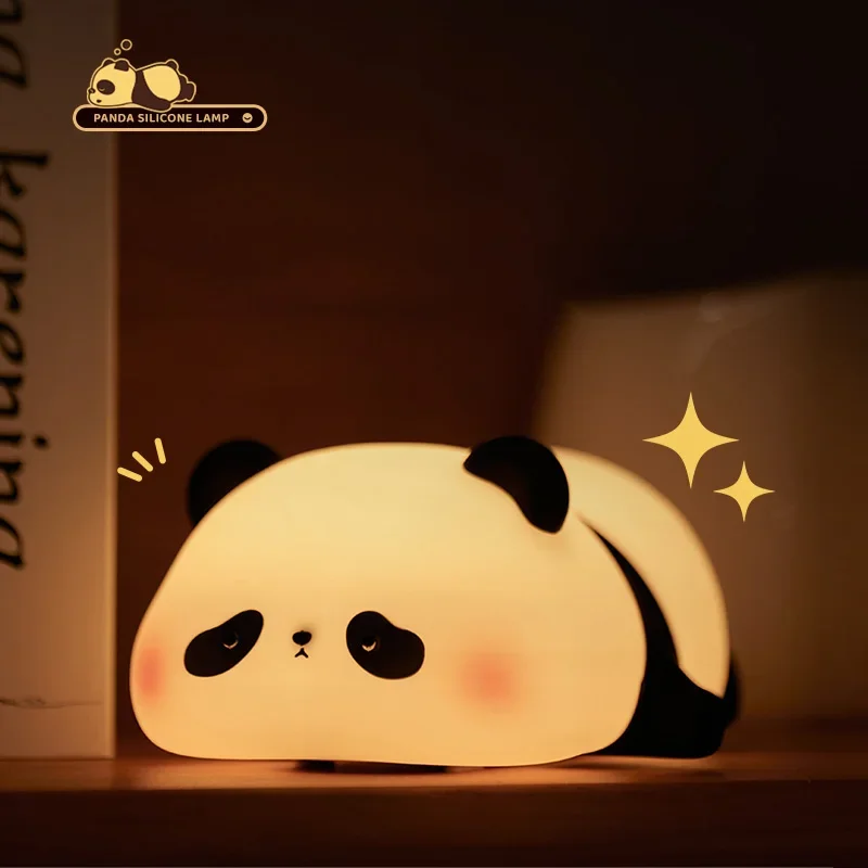 LED Night Lights Cute Sheep Panda Silicone Lamp USB Rechargeable Timing Bedside Room Decor Kids Baby Nightlight Birthday Gift