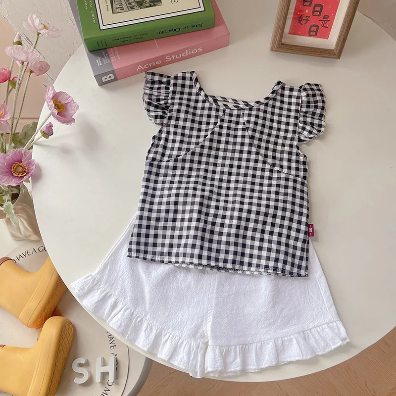 

New Summer Baby Clothes Suit Children Plaid Vest Shorts 2Pcs/Sets Kids Girls Clothing Infant Casual Costume Toddler Tracksuits