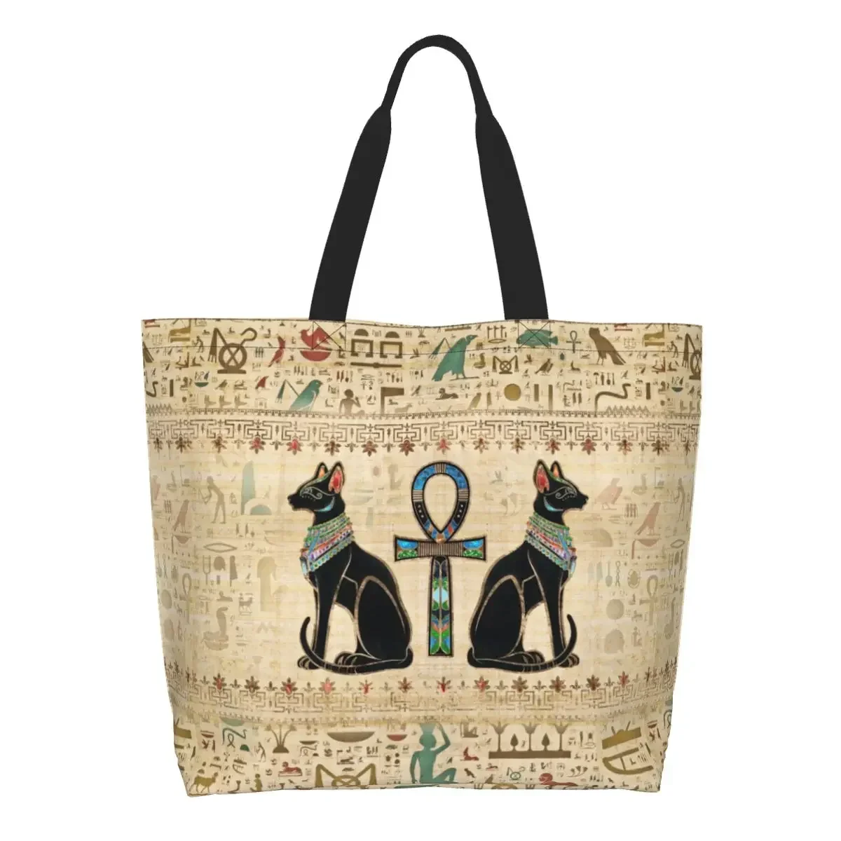 أكياس تسوق متقاطعة للقطط المصرية المطبوعة بشكل مضحك وحقائب كتف متينة من القماش للمتسوقين في مصر القديمة