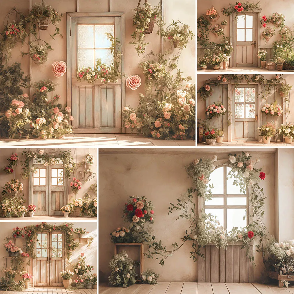 Spring Photography Background Valentine's Day Room Floral Decoration Backdrops Couple Newborn Portrait Photo Studio Props Banner