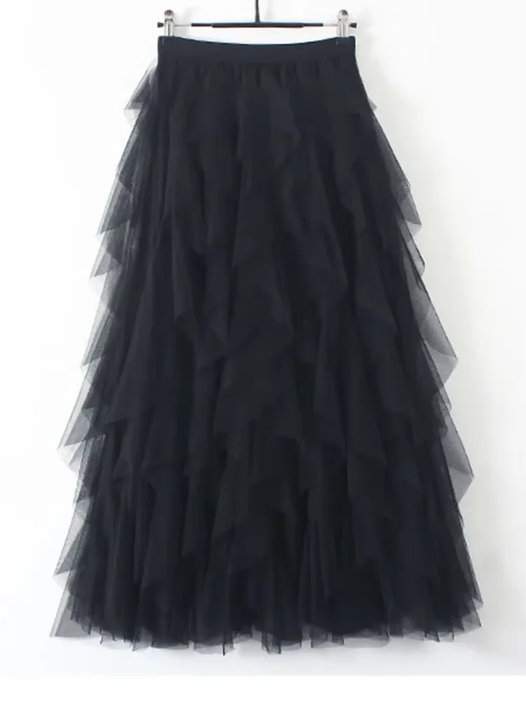 Novo estilo coreano moda harajuku saia longa outono primavera uma linha saia dummer vintage preto rosa cintura alta midi maxi saia
