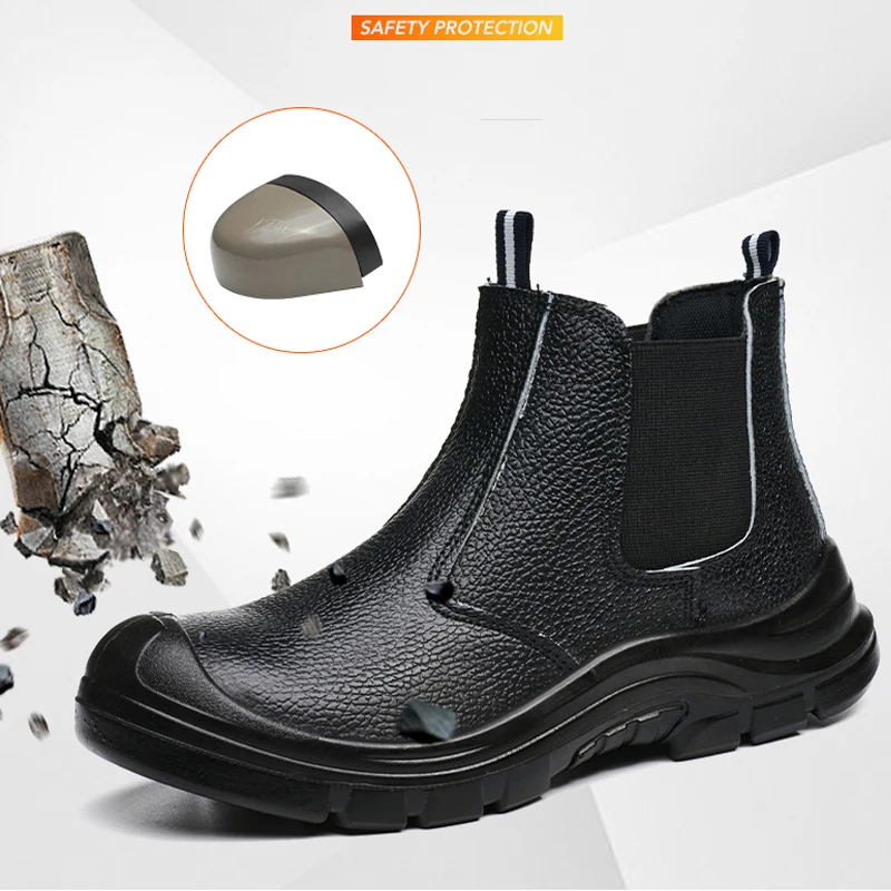 Waterproof Work Boots Steel Toe Shoes Chelsea Boots Men Safety Shoes Puncture-Proof Indestructible Shoes Anti Scald Welding Boot