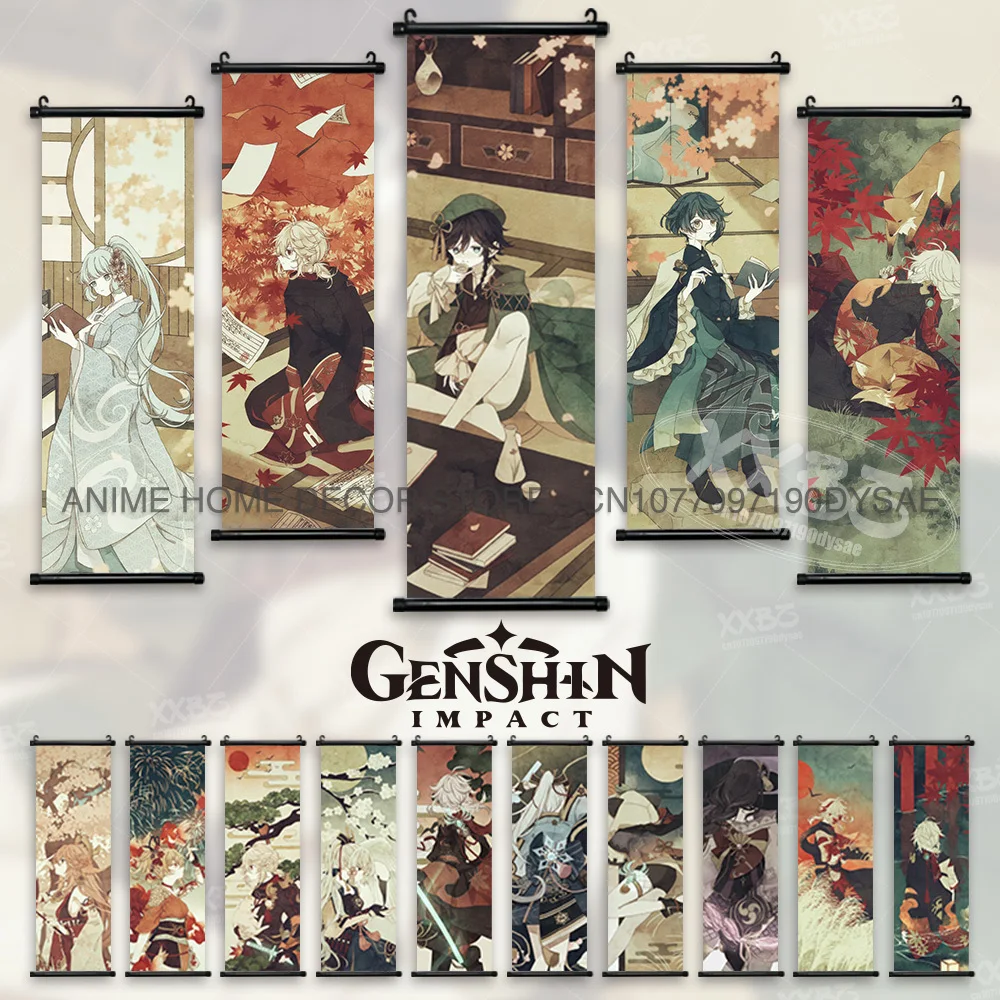 

Genshin Impact Poster Game Yoimiya Hanging Painting Xiangling Home Decoration Shenhe Scrolls Picture Sucrose Wall Artwork Fischl