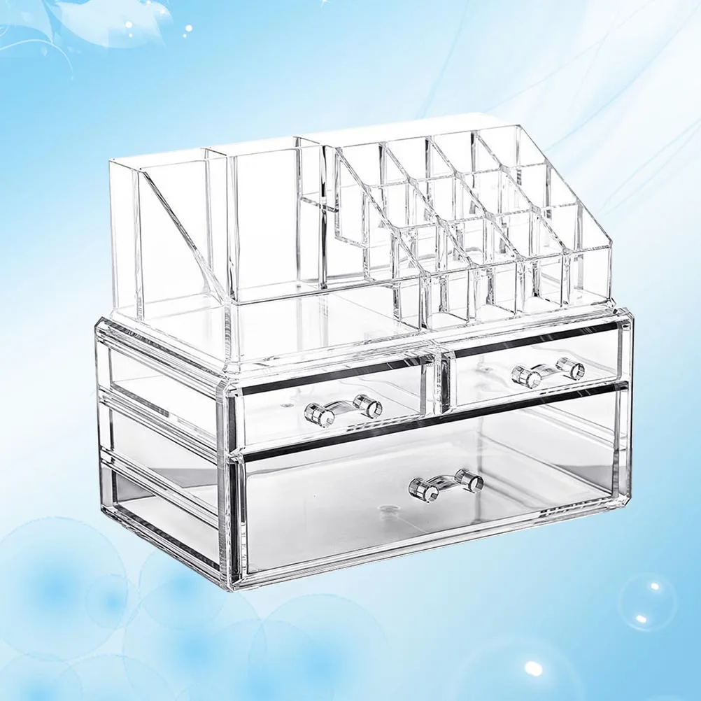 

Drawer Storage Box Clear Makeup Organizer Acrylic Containers Portable Thin Long Gadgets Lipstick Brush Pen Holder Easy