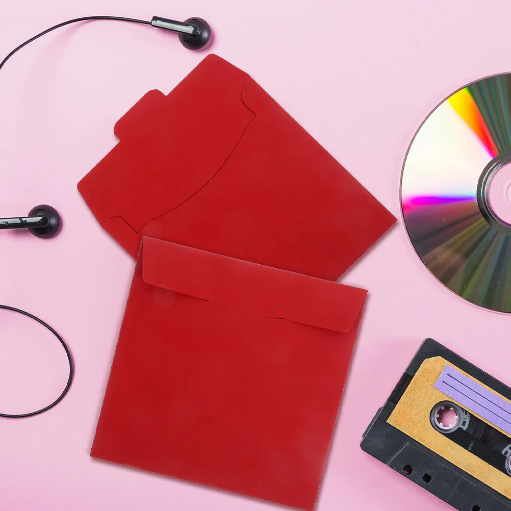10Pcs Paper Cd Dvd Sleeves Portable Disc Case Envelope Refill Red Storage Organizer Scratch Protection Blank Dvd Cases