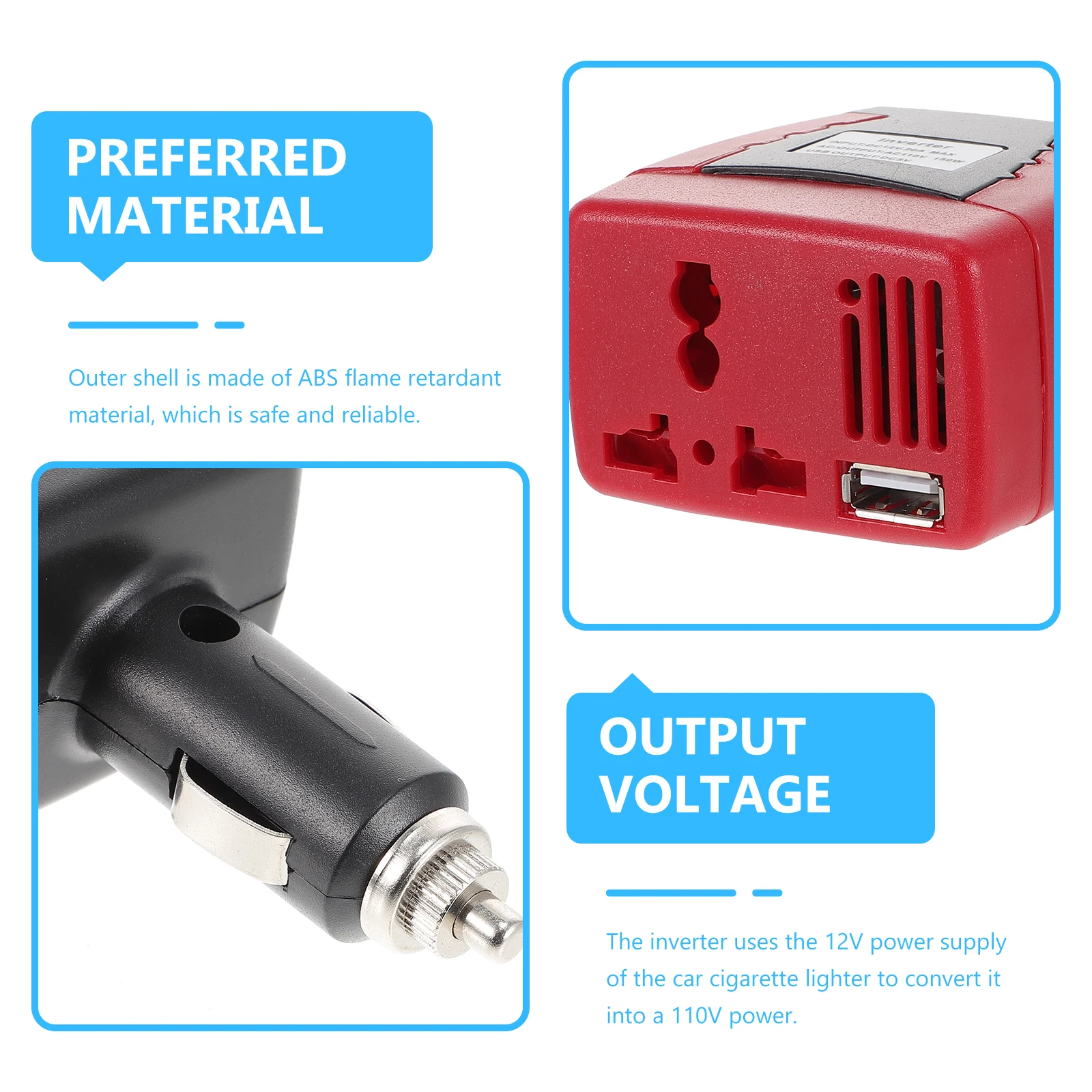 

12V To 110V Car Inverter Automotive Power Converter For Cigarette Lighter 150W Usb Ports For Phones Laptops Cameras Fans