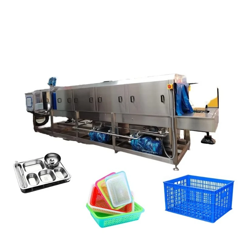 Automatic Crate Washer Vegetable Seafood Basket Cleaning Machine for Processing Plant Custom