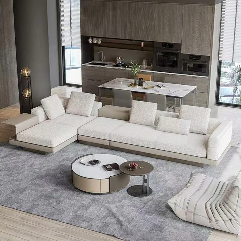 Italian-style Multi-form Fabric Sofa Minimalist Straight Furniture Large, Medium And Small Apartment Living Room Senior Office C