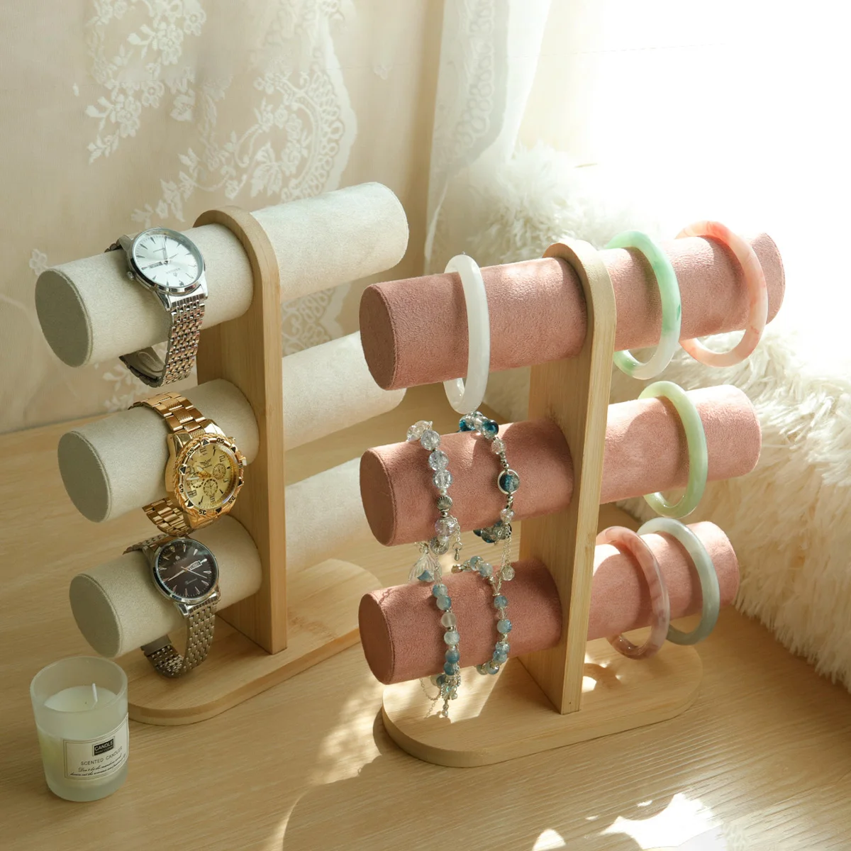 

DIY трехслойный органайзер для стойки, деревянные ювелирные изделия, браслет для хранения, дисплей, цепочка для часов, жесткая подставка, держатель для женщин, сборка