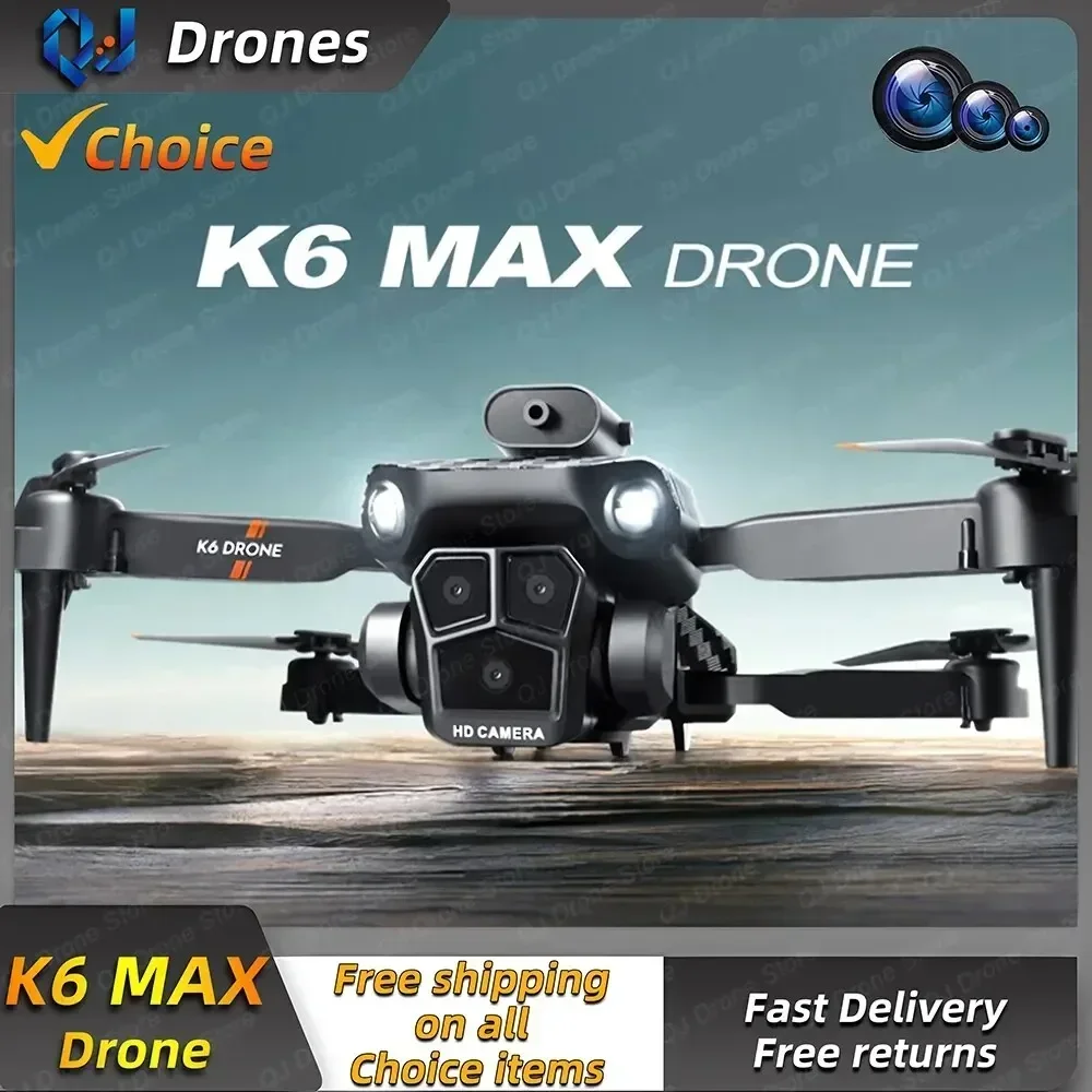 K6 MAX Triple-Camera Drone 4K HD Optical Flow Positioning 360° Obstacle Avoidance Foldable Quadcopter Wifi FPV RC Toys Dron