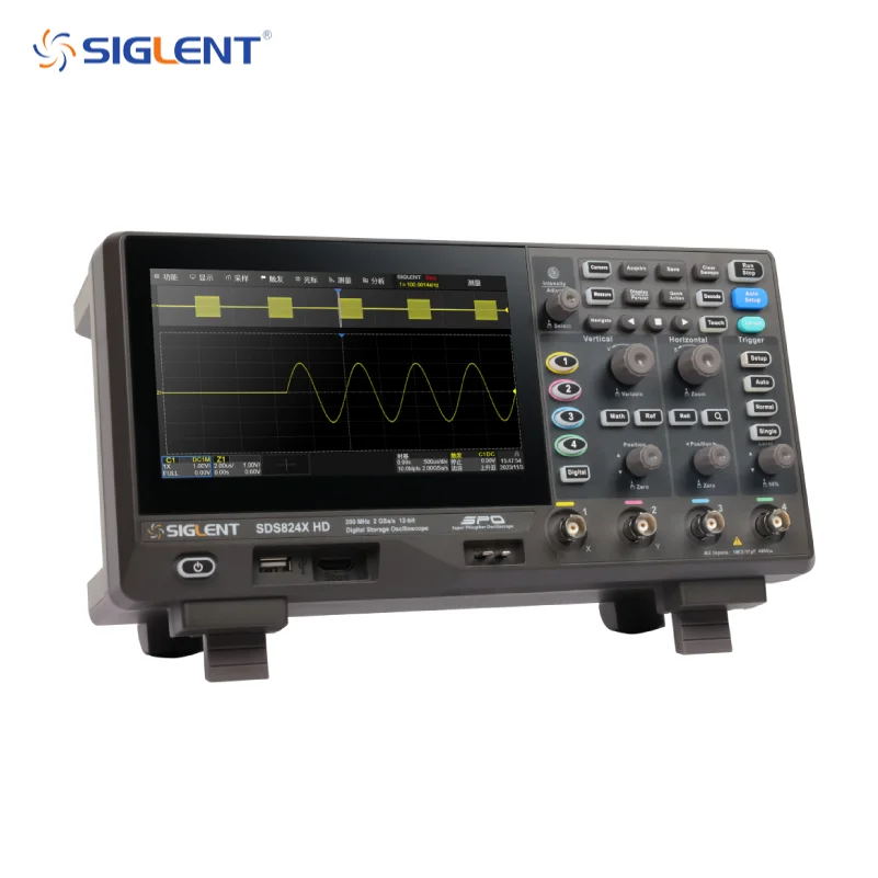 Siglent SDS802/804/812/814/822/824X HD راسم الذبذبات عالي الوضوح، دقة 12 بت، 2/4 قنوات، عرض النطاق الترددي 70 ميجا هرتز