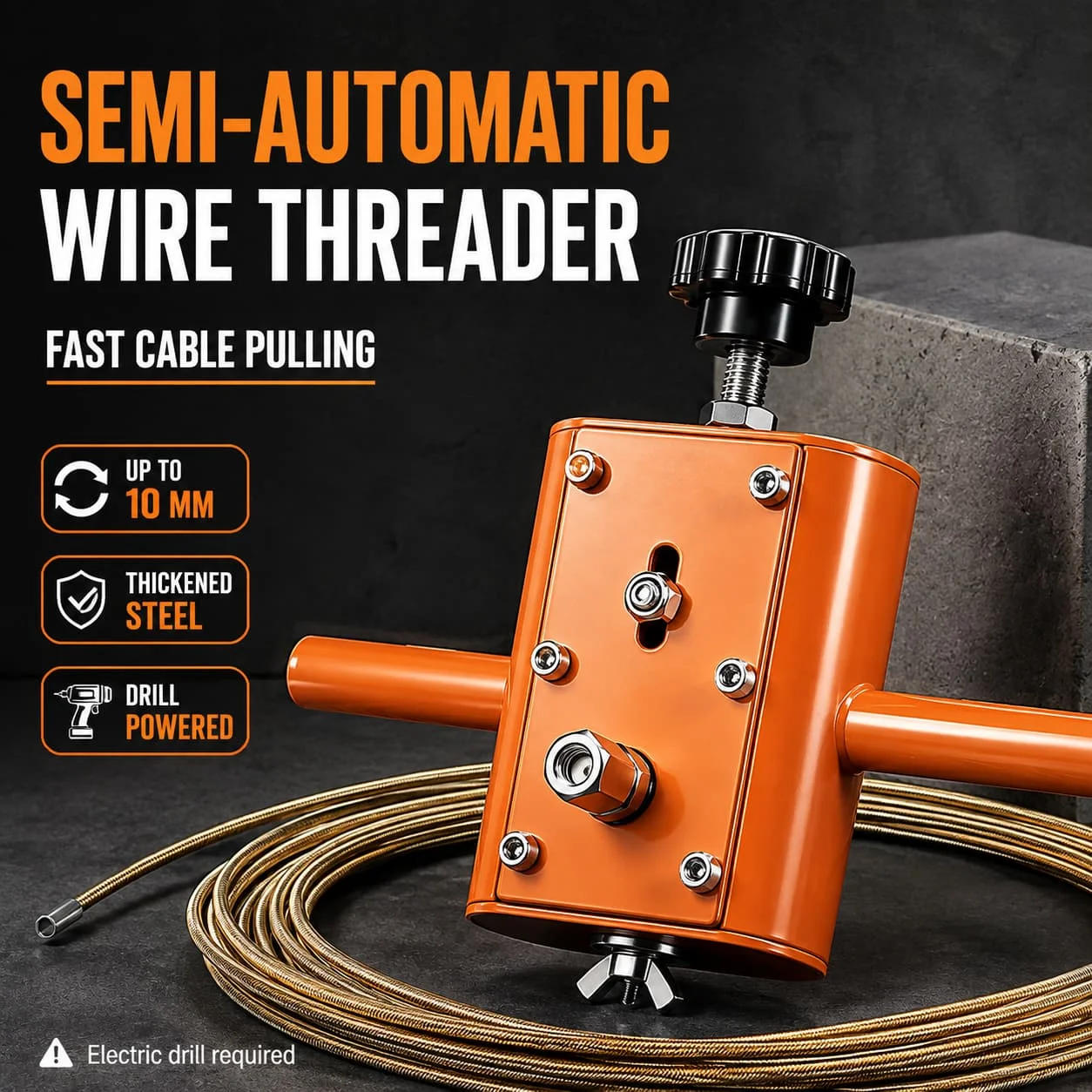 Semi-Automatic Wire Threading Machine Drill-Powered Cable Puller for Narrow Spaces Wall Underground Data Center