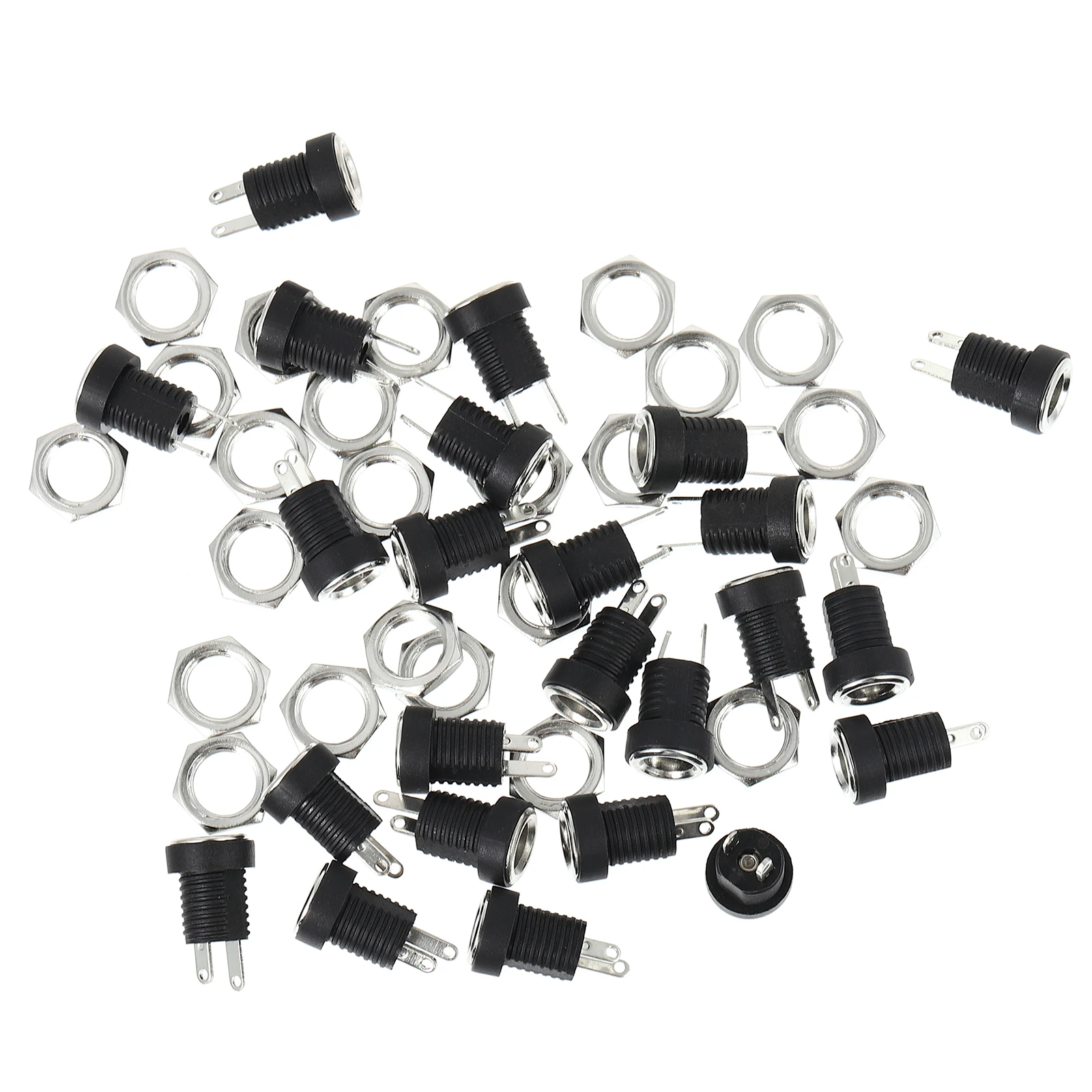 

24pcs Dc Power Panel Mount Adapter Black Flame Retardant Insulated Socket For 2.1Mm 5.5Mm Electronic Devices Connector