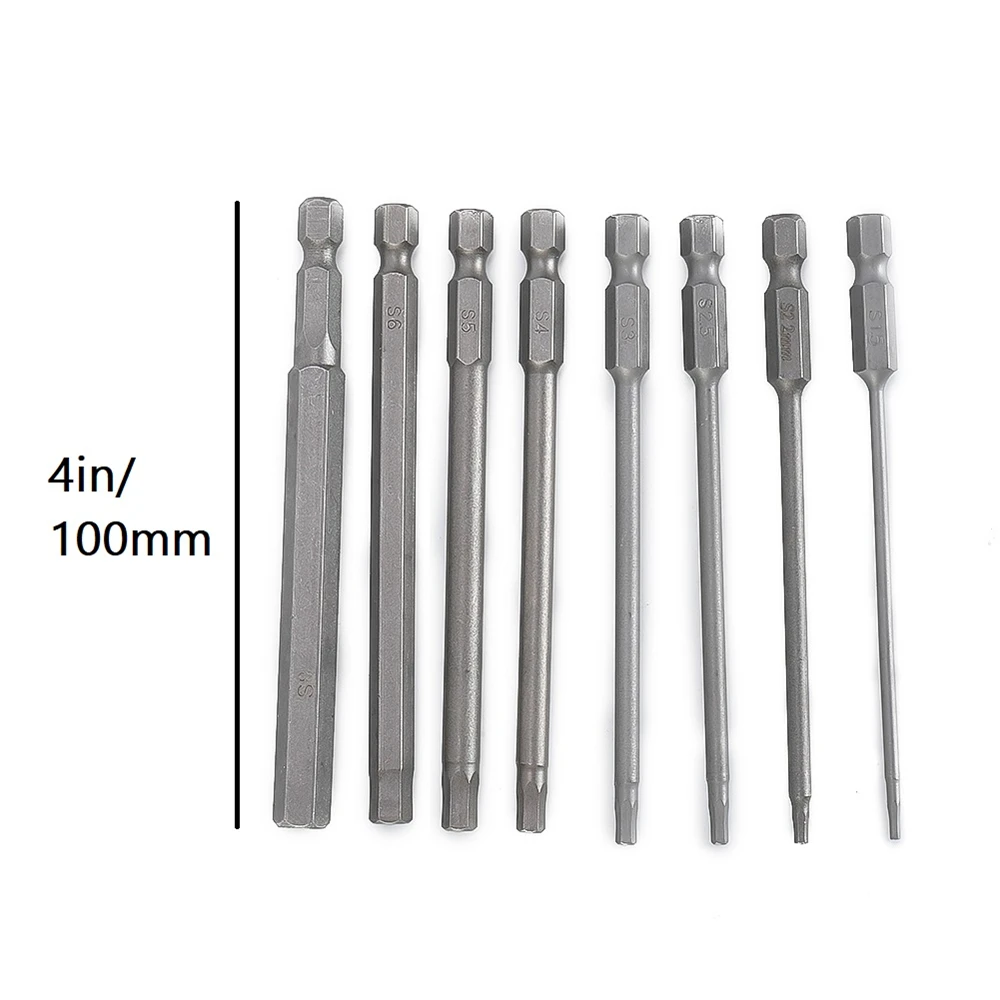 8/10pcs Hex Head Allen Wrench Drill Bit Set Metric Magnetic Screwdriver Bits Alloy Steel 1/4 Inch Hexagon Screwdriver Power Tool