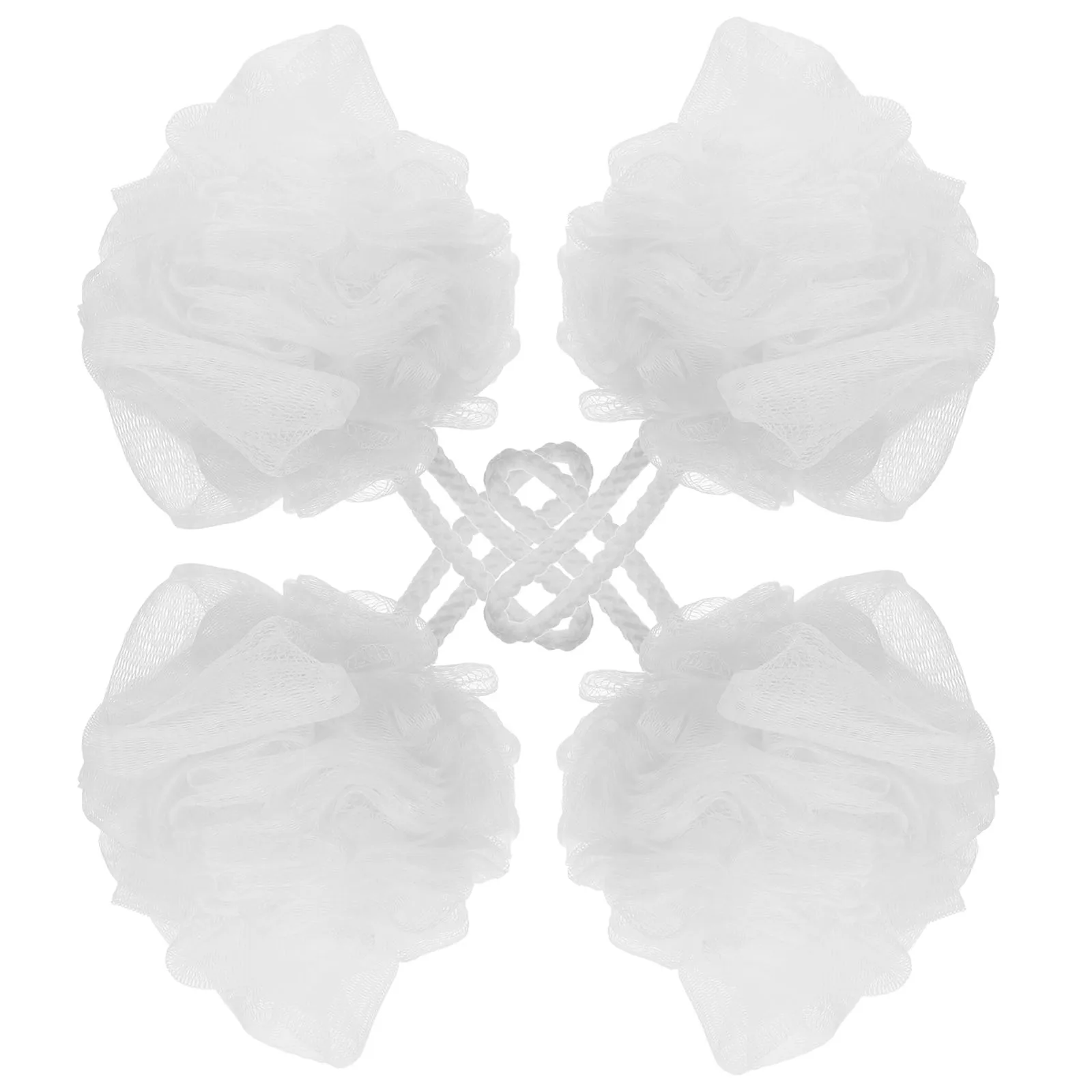 

4pcs Bath Flower Ball Large Size Body Exfoliator Shower Sponges Back Scrubber Bath Accessories White