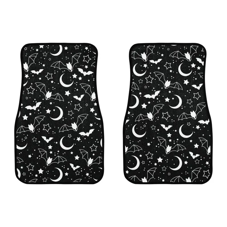 Witch Bat Moon Stars Car front back floor mat, Witchcraft car accessories, Goth car interior decor, Spooky Cover,