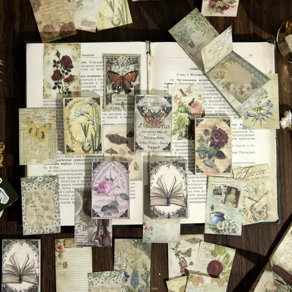 Livro de Patch de flor botânica vintage, Scrapbooking Handbook Material, Padrões ricos, Estética, Diário Kawaii Scrapbook