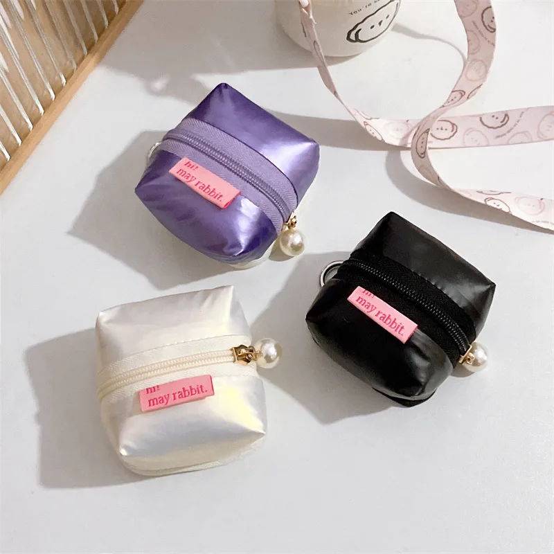 New Fashion Three-dimensional Solid Color Glossy Coin Purse Cute Mini Coin Bag Portable Wireless Earphone Bag Protective Cover