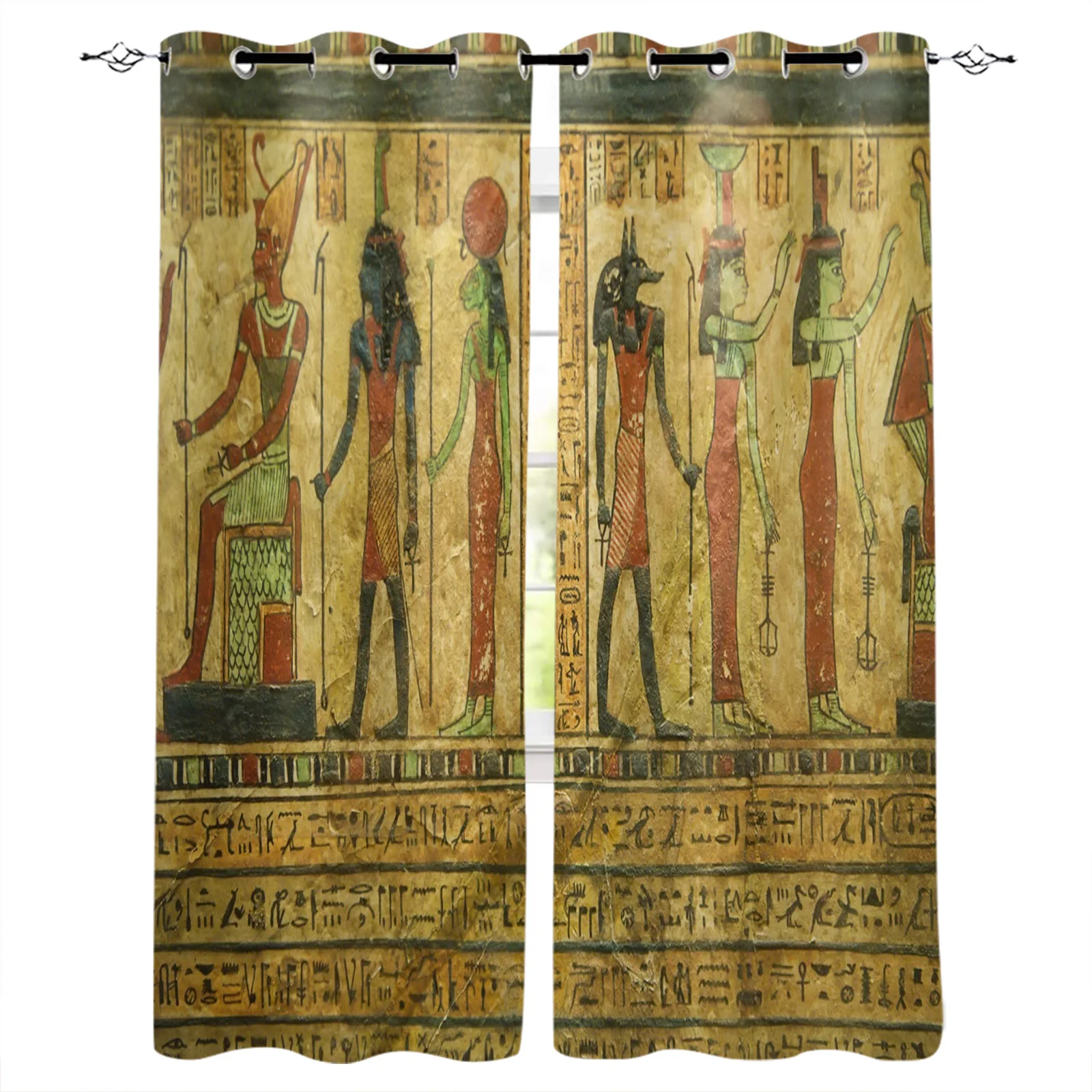 Egypt Tribal Style Text Retro Style Blackout Curtains Window Curtains For Bedroom Living Room Decor Window Treatments