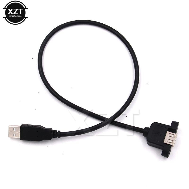 30CM NEW USB 2.0 Male to Female Extension Cable with Panel Mount Screw Hole Connector Adapter For computer