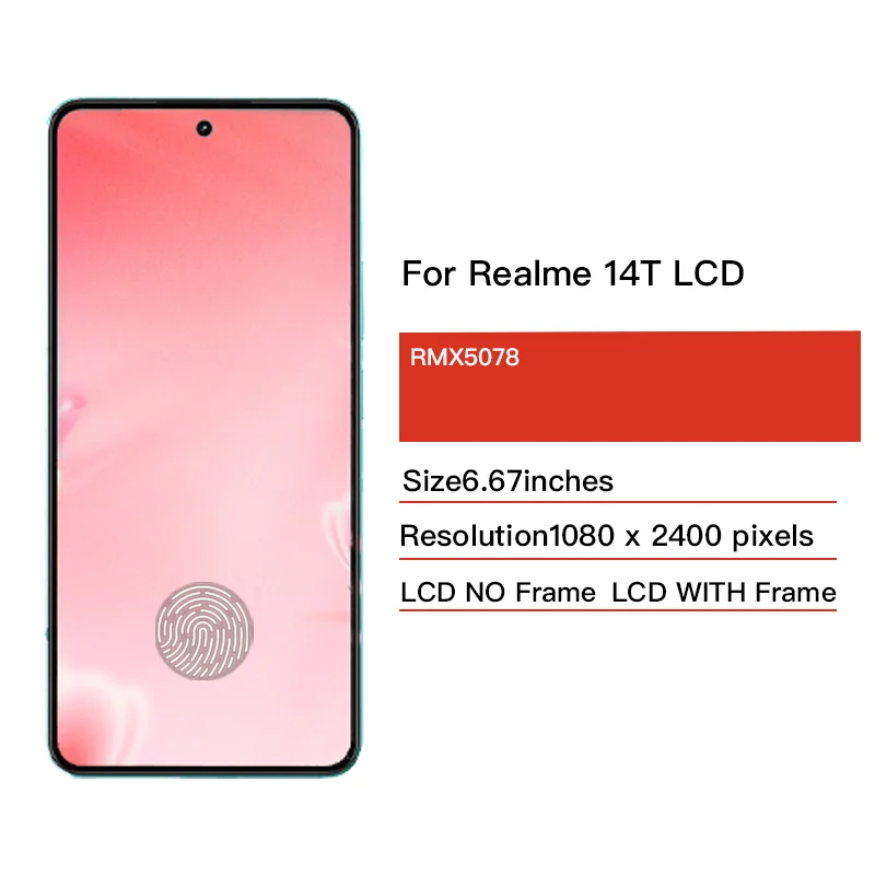 6.67\\\\\\\" Super AMOLED Wyświetlacz do Realme 14T 14 T Ekran Dotykowy Digitizer Panel Zestaw Montażowy RMX5078 Wyświetlacz z Ramką — zdjęcie produktu 2