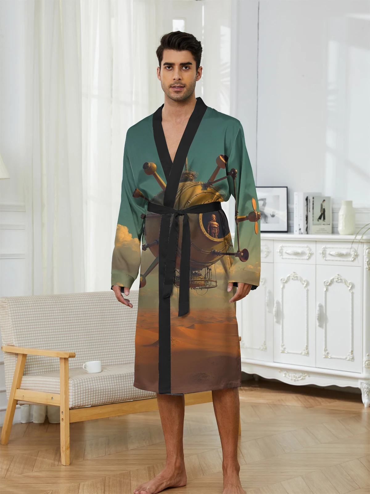 1pcs Men's Robes 2026 Spring/Summer Bathrobe men Breathable Men's bathrobe sleepwear Graphic 3D Printed Sleepwear Funny pajamas