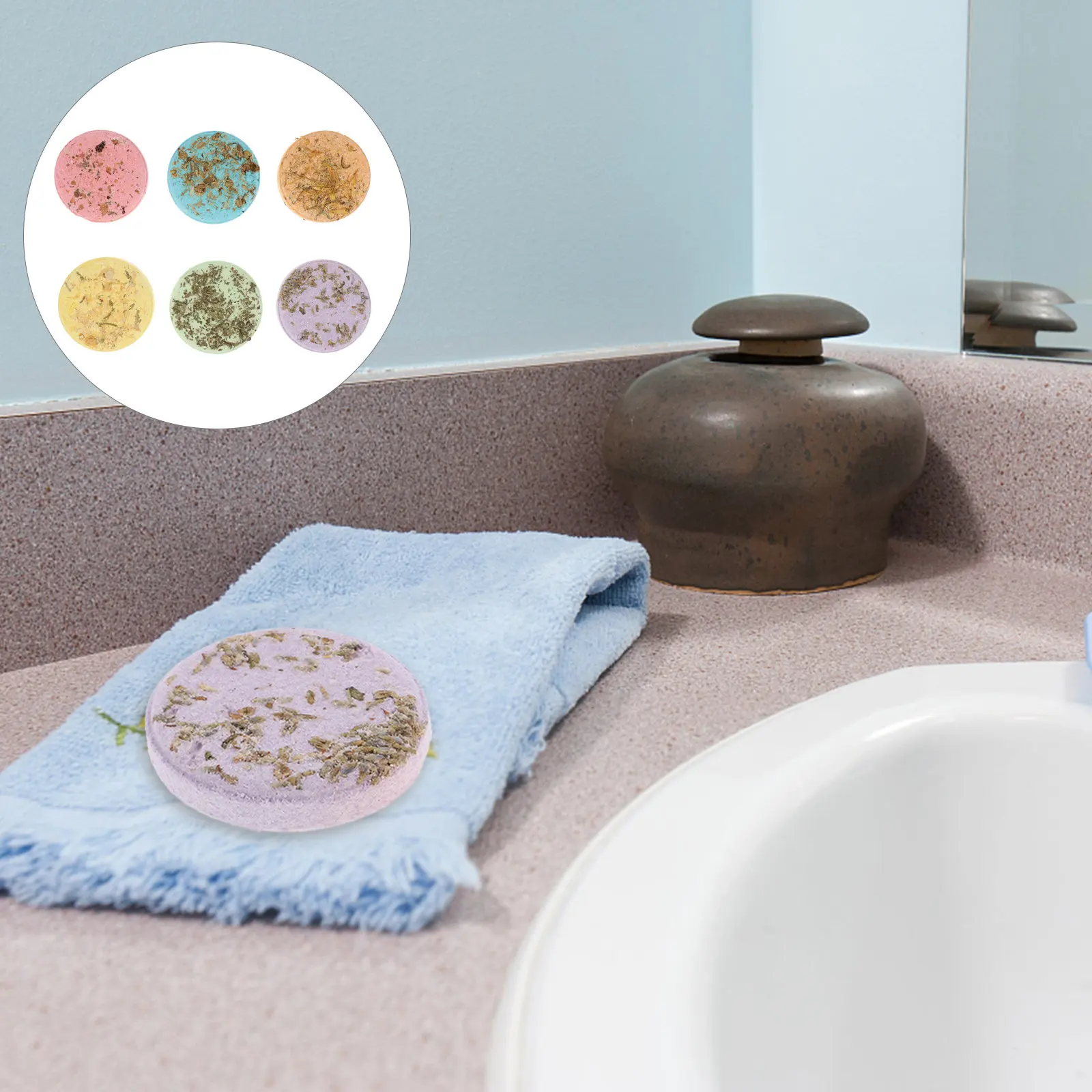 6Pcs Aroma Tablets Bath Sheets Aromatherapy Steam Pieces Spa Shower Home Travel Sea Salt Essential Oil Bathing Accessories