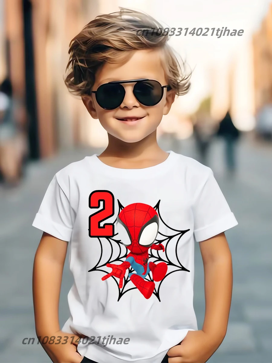 Marvel Spiderman Kids Birthday Party Tshirts Baby T-Shirt Tees Boys T Shirt with Clothes Children Fashion Tops image 3
