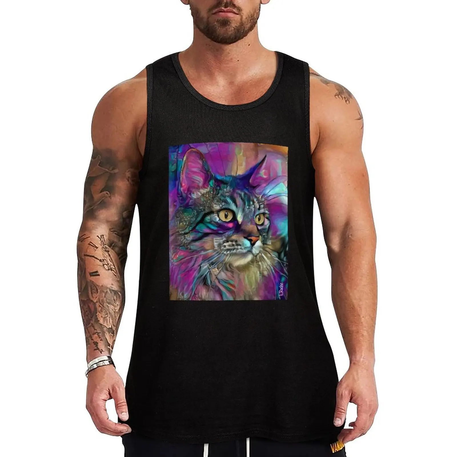 Luigi, cat, cat, vhat, lea roche paintings Tank Top Gym Muscle Tank Top Vêtements de sport sans manches pour la remise en forme