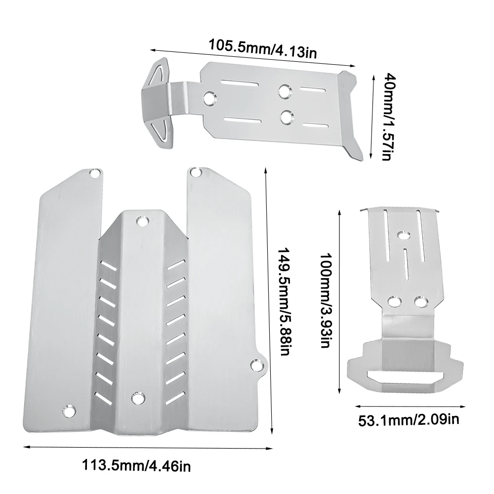 Stainless Steel Skid Plate Chassis Protection Kit for 1/16 Trxs Mini Maxx 107154-1 and Mini XRT 108076-1 Upgrade Parts