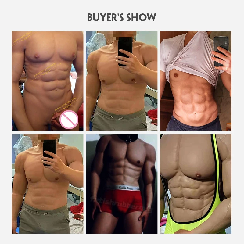 Smitizen Realistic Silicone Fake Muscle Body Suit with Arms Simulation False Chest Binder for Man Women Shemale FTM Transgender