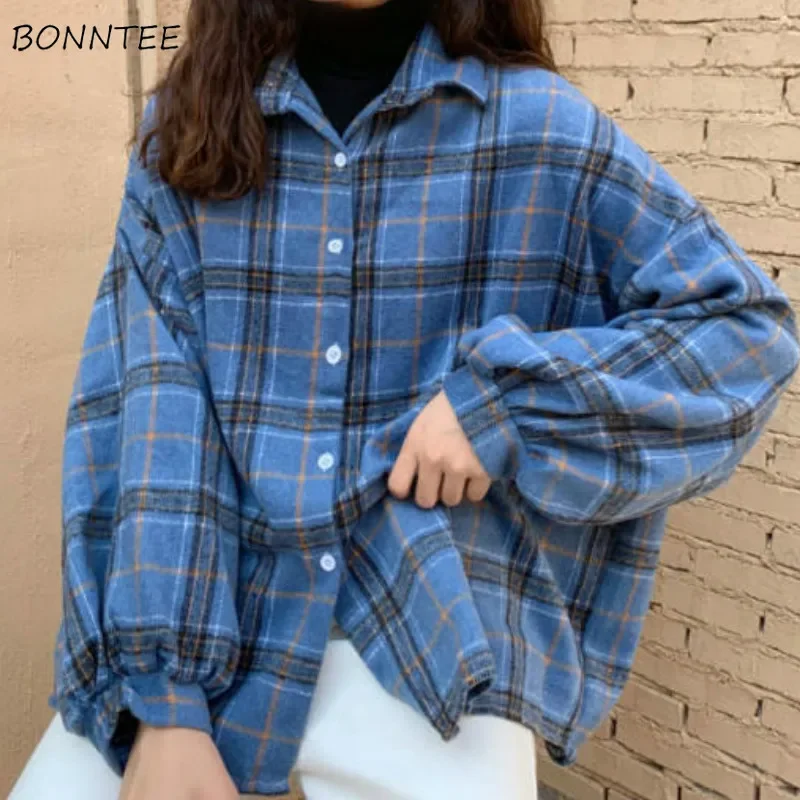 Basic Jackets Women Plaid BF Harajuku Vintage Chic Students Ulzzang Design Feminine Young All-match Popular Spring Loose Soft