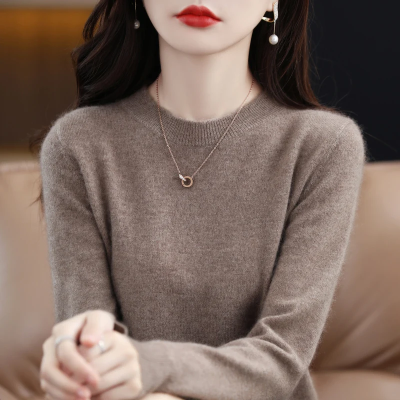 100% wool cashmere sweater women loose casual knitted round neck pullover 2022 new high quality autumn and winter sweater