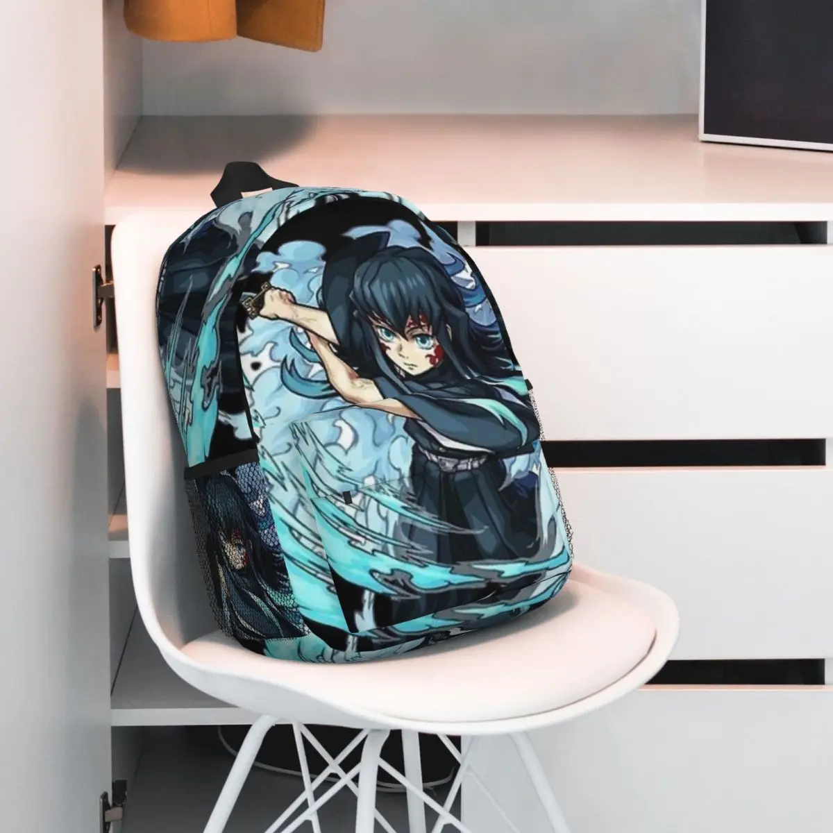 Muichiro Tokito Demon Slayer pour filles et garçons, sac à dos étudiant de grande capacité, sac à dos léger et étanche, 15 po