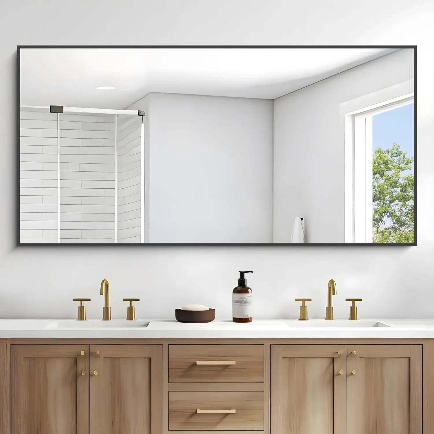 

Black Bathroom Mirror for Wall, 72x36 Inch Rectangle Mirrors with Metal Frame, Modern Vanity Wall Mirror Decor for Entryway