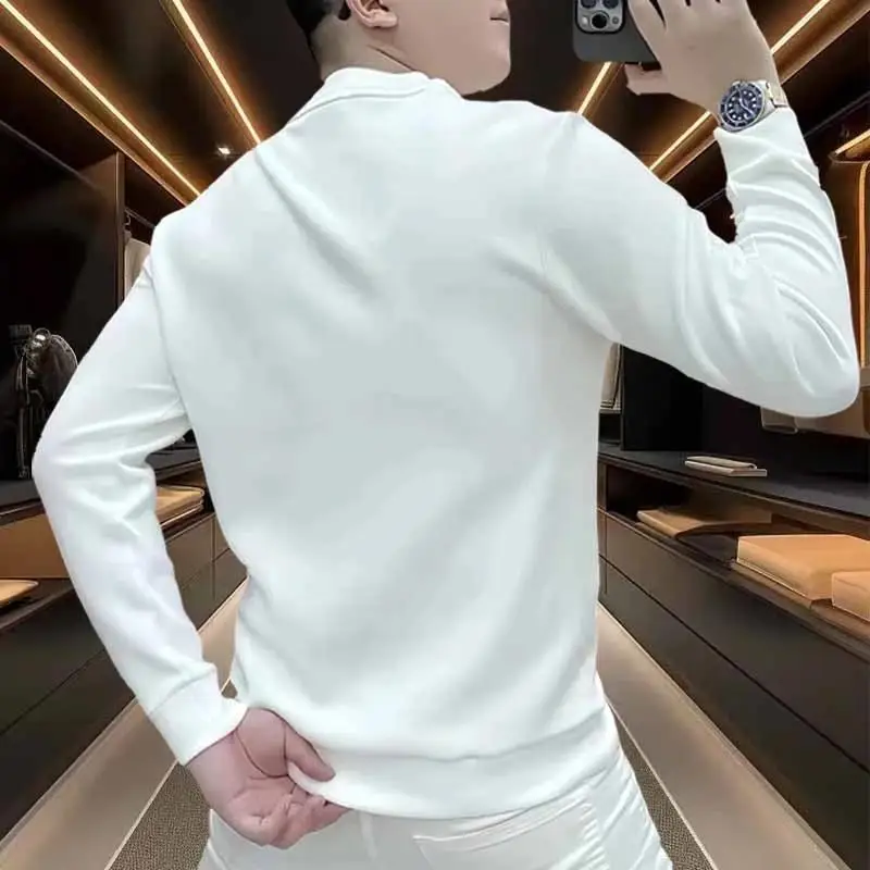 American Versatile Long-sleeved Sweatshirt for Men Casual Personality Handsome Fashion Round Neck Top Slim Trendy Print