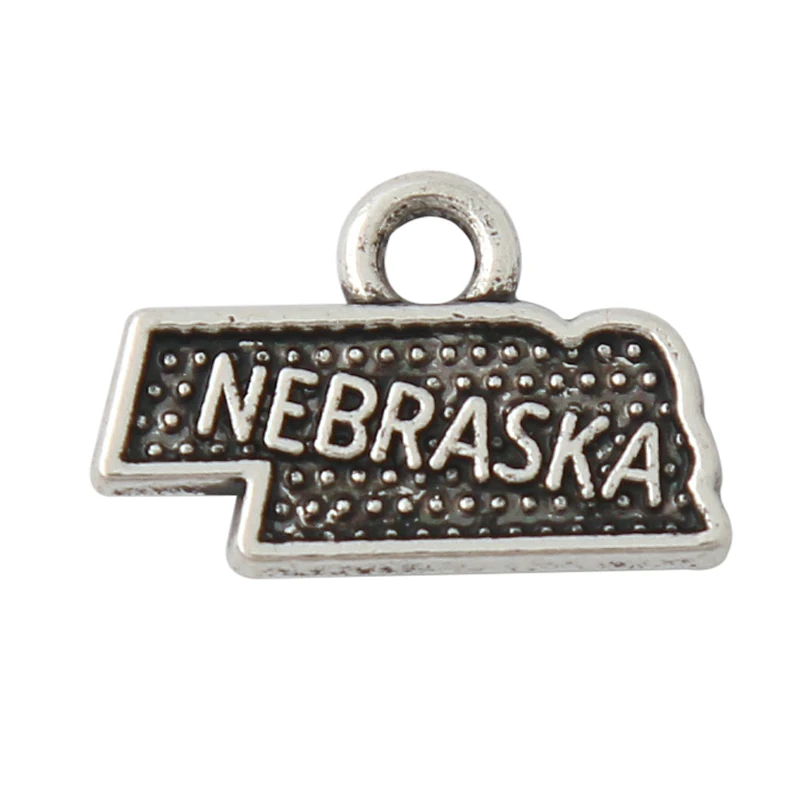 

RAINXTAR Fashion State Nebraska Alloy Vintage Map Charms 50pcs 10*16mm AAC804